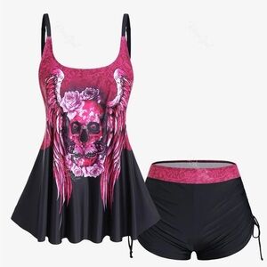 Pink and Black Skull Print Sleepwear Set